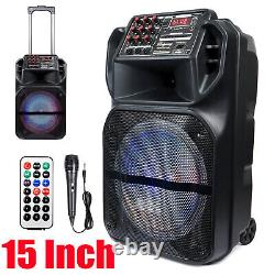 12/15 Portable Bluetooth Party Speaker Subwoofer Sound System FM AUX with Mic