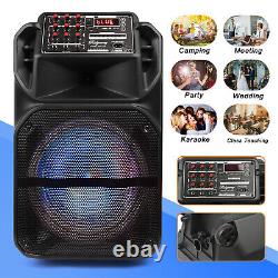 12/ 15 Portable Bluetooth Speaker Subwoofer Heavy Bass Sound PA System FM AUX