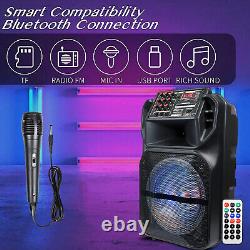 12/ 15 Portable Bluetooth Speaker Subwoofer Heavy Bass Sound PA System FM AUX