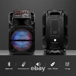 12/ 15 Portable Bluetooth Speaker Subwoofer Heavy Bass Sound PA System FM AUX