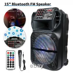 12/ 15 Portable Bluetooth Speaker Subwoofer Heavy Bass Sound PA System FM AUX