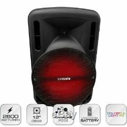 12 2600W Portable Bluetooth Speaker Sub woofer Heavy Bass Sound System Party