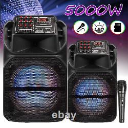 15 12 5000W Portable Bluetooth Speaker Subwoofer Heavy Bass Sound PA System FM