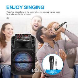 15 12 5000W Portable Bluetooth Speaker Subwoofer Heavy Bass Sound PA System FM