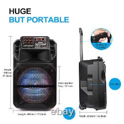 15 12 5000W Portable Bluetooth Speaker Subwoofer Heavy Bass Sound PA System FM