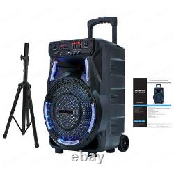 15 2700W Portable Bluetooth Speaker Subwoofer Heavy Bass Party DJ with Stand