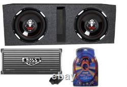 2 BOSS AUDIO P106DVC 10 4200 Watt Car Subwoofers+AR4000D+Amp Kit+Vented Sub Box