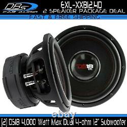 2 DS18 EXL-XXB12.4D 12 Subwoofer 8000W Dual 4ohm SPL Car Audio Bass Sub Speaker