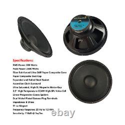 2 Pack 2500W 15 DJ Speaker Subwoofers Replacement Pro Audio Woofer Bass Drivers