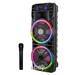 2800W Bluetooth Speaker System Dual 12'' Subwoofer Heavy Bass Party System withMic