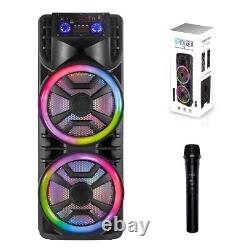 2800W Dual 12 Portable FM Bluetooth Party Speaker Subwoofer Heavy Bass with Mic