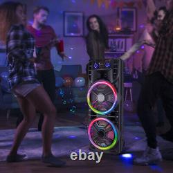 2800W Dual 12 Portable FM Bluetooth Party Speaker Subwoofer Heavy Bass with Mic