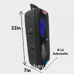 2x 8 Portable FM Bluetooth Speaker Sub woofer Heavy Bass Sound System Party