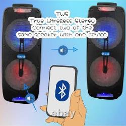 2x 8 Portable FM Bluetooth Speaker Sub woofer Heavy Bass Sound System Party