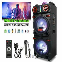 4,500W Dual 10? Subwoofer Bluetooth Speaker Rechargable Party withLED FM Karaok DJ