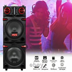 4,500W Dual 10? Subwoofer Bluetooth Speaker Rechargable Party withLED FM Karaok DJ
