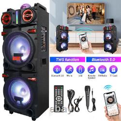 4500W Dual 10 Subwoofer Portable Bluetooth Party Speaker With Remote Light Mic