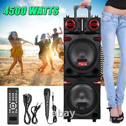 4500W Dual 10 Subwoofer Portable Bluetooth Party Speaker With Remote Light Mic