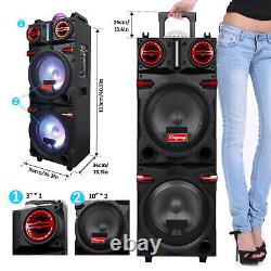 4500W Dual 10 Subwoofer Portable Bluetooth Party Speaker With Remote Light Mic