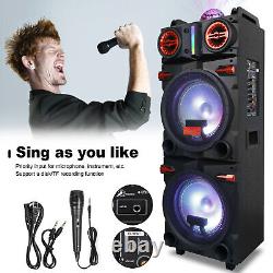 4500W Dual 10 Subwoofer Portable Bluetooth Party Speaker With Remote Light Mic