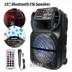 5000W Portable Bluetooth Speaker 12/15'' Subwoofer Heavy Bass Sound PA System