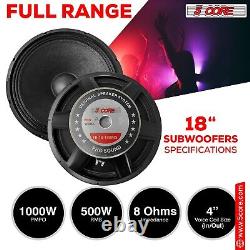 5Core 1000W PMPO 18 Raw Replacement Pro DJ PA Subwoofer Pair 8? With 95 Oz Magnet