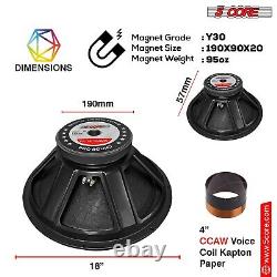 5Core 1000W PMPO 18 Raw Replacement Pro DJ PA Subwoofer Pair 8? With 95 Oz Magnet