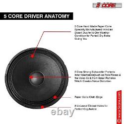 5Core 1000W PMPO 18 Raw Replacement Pro DJ PA Subwoofer Pair 8? With 95 Oz Magnet