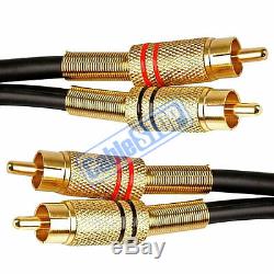5M HQ PRO SUBWOOFER Cable Twin 2 x RCA Phono PLUG Audio Speaker Bass Lead GOLD