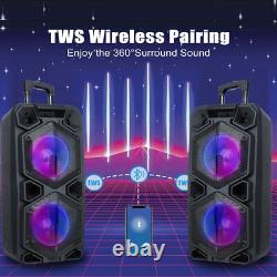 9000W Bluetooth Speaker Dual 10 Rechargeable Subwoofer Sound System Party+Mic