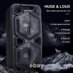 9000W Dual 10 Subwoofer Portable Bluetooth Party Speaker With Remote Light Mic