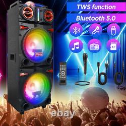 9000W Dual10 Subwoofer Bluetooth Speaker Sound Party SystemFM Karaok DJ LED AUX