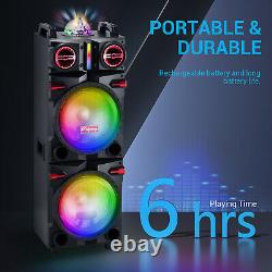 9000W Dual10 Subwoofer Bluetooth Speaker Sound Party SystemFM Karaok DJ LED AUX