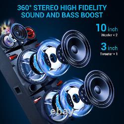 9000W Dual10 Subwoofer Bluetooth Speaker Sound Party SystemFM Karaok DJ LED AUX