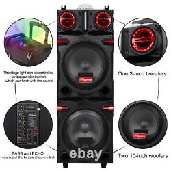 9000W Dual10 Subwoofer Bluetooth Speaker Sound Party SystemFM Karaok DJ LED AUX