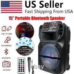 9000W Portable Bluetooth Speaker 15 Subwoofer Heavy Bass Party System AUX & Mic