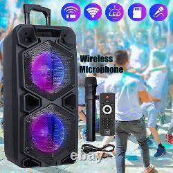 9000W Portable Bluetooth Speaker Dual 10 Subwoofer Heavy Bass Sound System +Mic