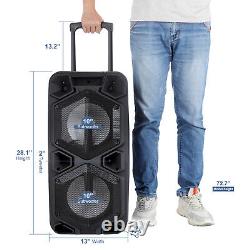 9000W Portable Bluetooth Speaker Dual 10 Subwoofer Heavy Bass Sound System +Mic