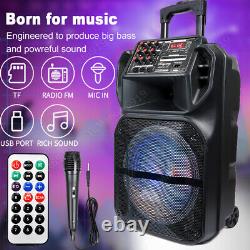 9000W Portable Bluetooth Speaker Sub woofer Heavy Bass Sound Party System with Mic