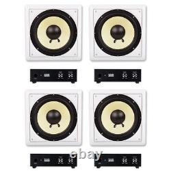 Acoustic Audio HD-S10 Flush Mount Subwoofers with 10 Speaker and Amps 4 Pack