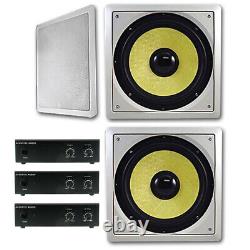 Acoustic Audio HDS10 Flush Mount Subwoofers with 10 Speaker and Amps 3 Pack
