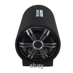 Active 12 Inch 600 Watt Car Audio Subwoofer Tube Speaker and Amp Cable Package