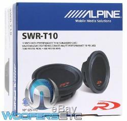 Alpine Swr-t10 10 1800w Sub 4-ohm Shallow Mount Thin Subwoofer Bass Speaker New