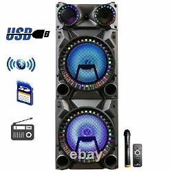 BeFree Sound Bluetooth 12 Double Subwoofer Portable PA DJ Speaker MIC Karaoke