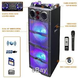 BeFree Sound Double 10 Subwoofer Portable Bluetooth Party Speaker Reac Lights