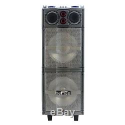BeFree Sound Double 10 Subwoofer Portable Bluetooth Party Speaker Reac Lights
