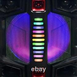 BeFree Sound Dual 12 Inch Subwoofer Portable Bluetooth Party Speaker with LED