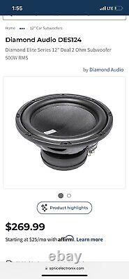 Car speakers 2 12 subwoofer box and amp kit (wiring included)