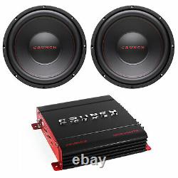 Crunch 12 800 W 4 Ohm Car Subwoofer Speaker (2 Pack) with Audio Stereo Amplifier