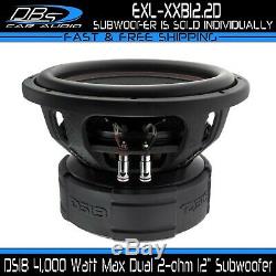 DS18 EXL-XXB12.2D 12 Subwoofer 4000W Dual 2 ohm SPL Car Audio Bass Sub Speaker